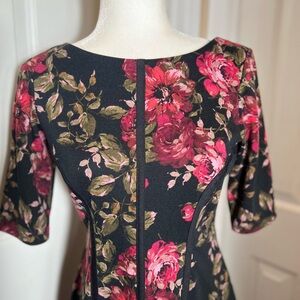 Julian Taylor New York Womens Black Red Floral Dress Fit & Flare Size 4 Feminine